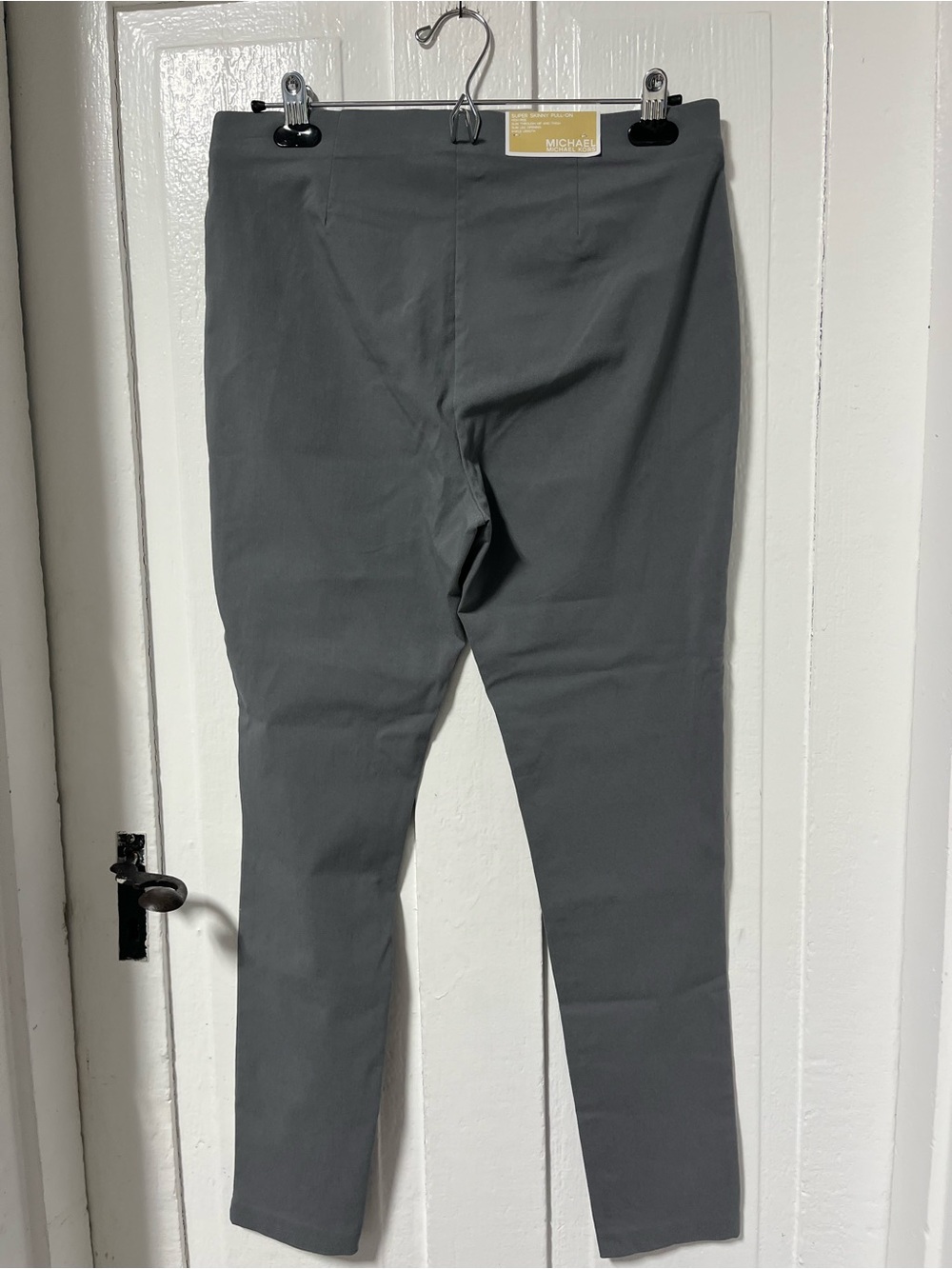 NWT Michael Kors High Rise Skinny Pull on Gray ankle pant size Large - Picture 2 of 7